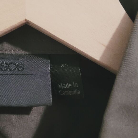 ASOS Brown Button Down Long Sleeve Shirt Size Extra Small - Picture 2 of 5